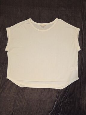 Lucky Brand White Dolman Top | Relaxed Boxy Tee | Casual Minimal | Size L